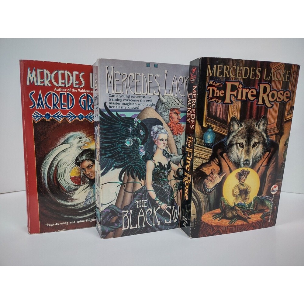 Lot of 3 MERCEDES LACKEY Fantasy books SACRED GROUND | BLACK SWAN | FIRE ROSE